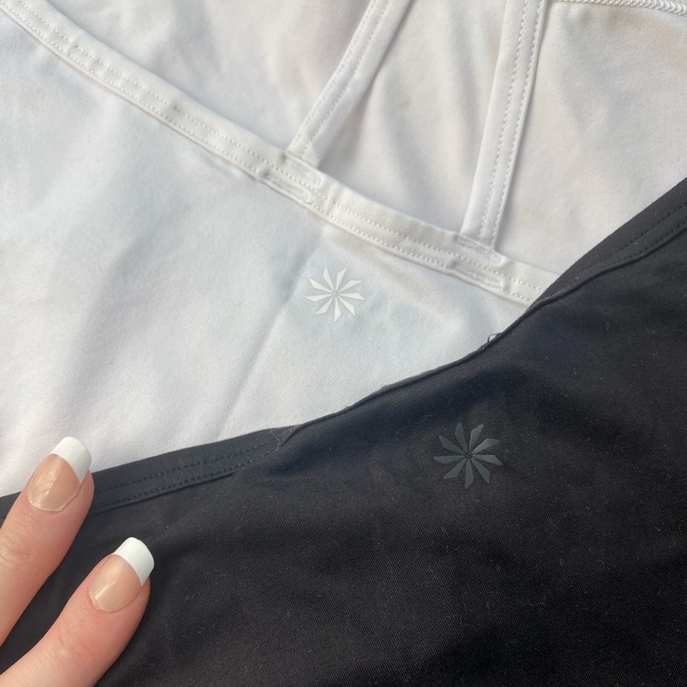 black & white athleta workout tanks